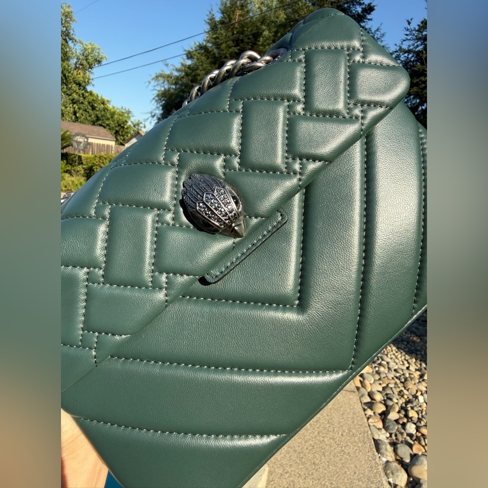 Kurt Geiger Dusky Green Quilted Leather Chain Shoulder Bag - Picture 8 of 10